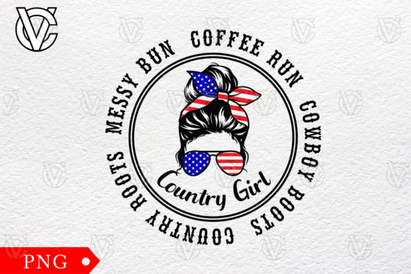 Country Girl Messy Bun Coffee Run Png Review
