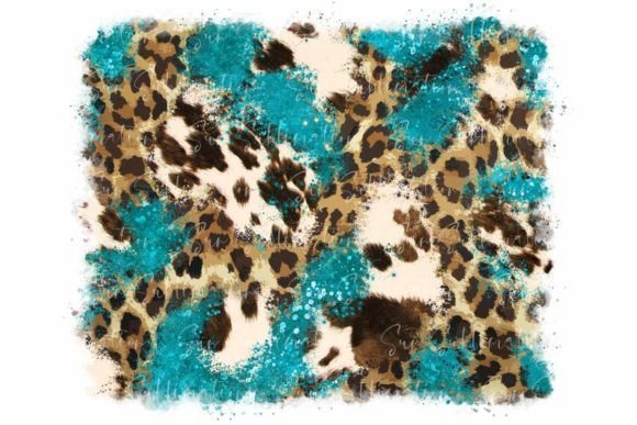 Cowhide Leopard Turquoise Background Review