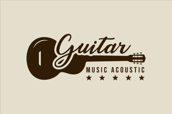 Lettering Guitar Logo Vintage Vector Review