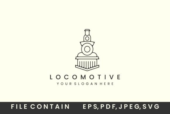 Locomotive with Line Art Style Logo Icon Review