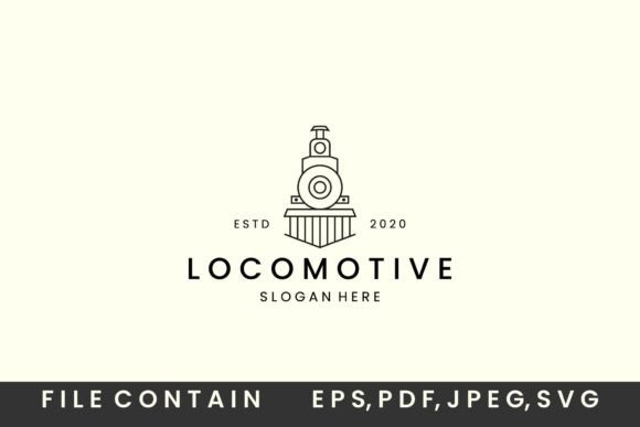 Locomotive with Linear Style Logo Icon