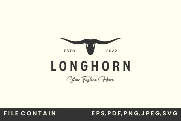 Texas Longhorn with Vintage Style Logo